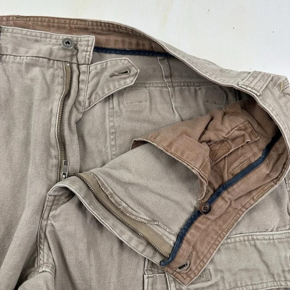 Duluth 100% Cotton Cargo pants Men Actual 47x32 beige Heavyweight‎ Duck Canvas